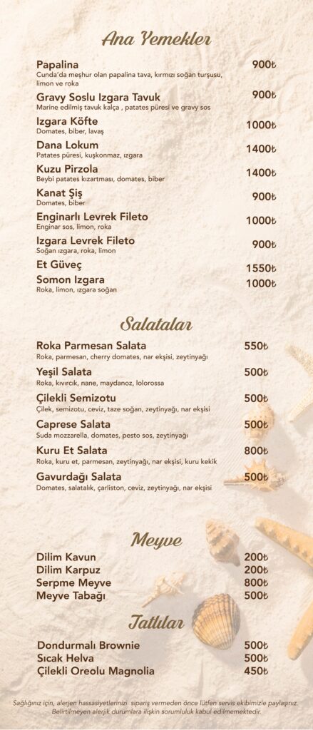 Restoran Menü Türkçe